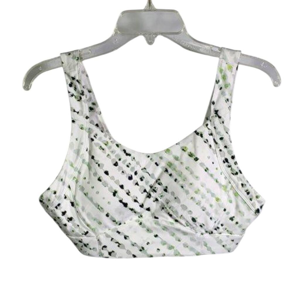 Fabletics Women Medium White and Green Black Sports Bra NWT